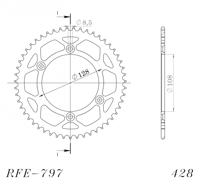 Foaie spate SUPERSPROX RFE-797:51-BLK Negru 51T, 428 [2]
