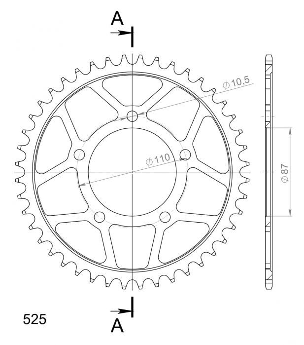 Foaie spate SUPERSPROX RFE-807:44-BLK Negru 44T, 525 [2]