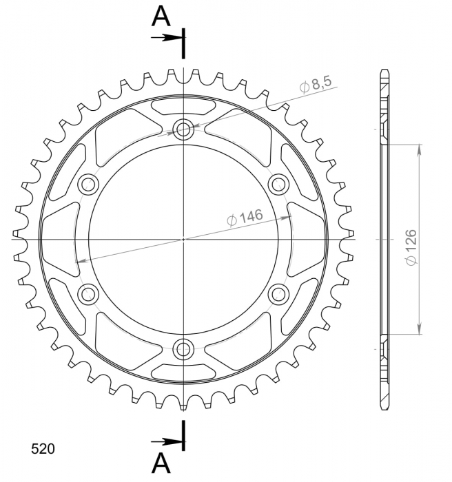 Foaie spate SUPERSPROX RFE-808:43-BLK Negru 43T, 520 [2]
