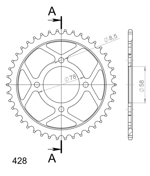 Foaie spate SUPERSPROX RFE-810:42-BLK Negru 42T, 428 [2]