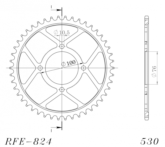 Foaie spate SUPERSPROX RFE-824:46-BLK Negru 46T, 530 [2]