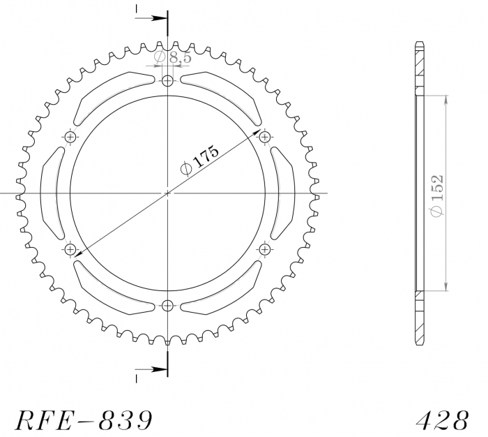 Foaie spate SUPERSPROX RFE-839:57-BLK Negru 57T, 428 [2]