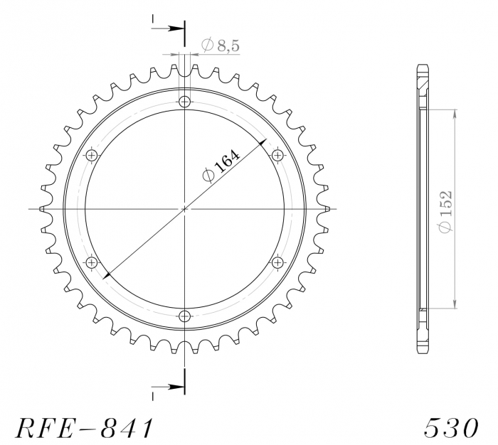 Foaie spate SUPERSPROX RFE-841:42-BLK Negru 42T, 530 [2]