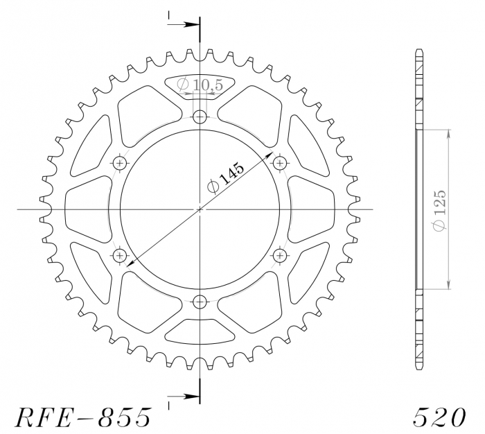 Foaie spate SUPERSPROX RFE-855:45-BLK Negru 45T, 520 [2]