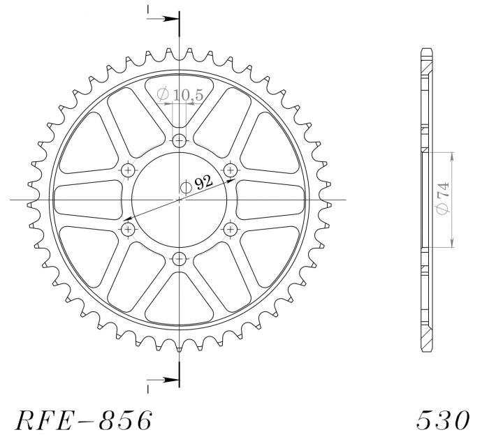Foaie spate SUPERSPROX RFE-856:45-BLK Negru 45T, 530 [2]