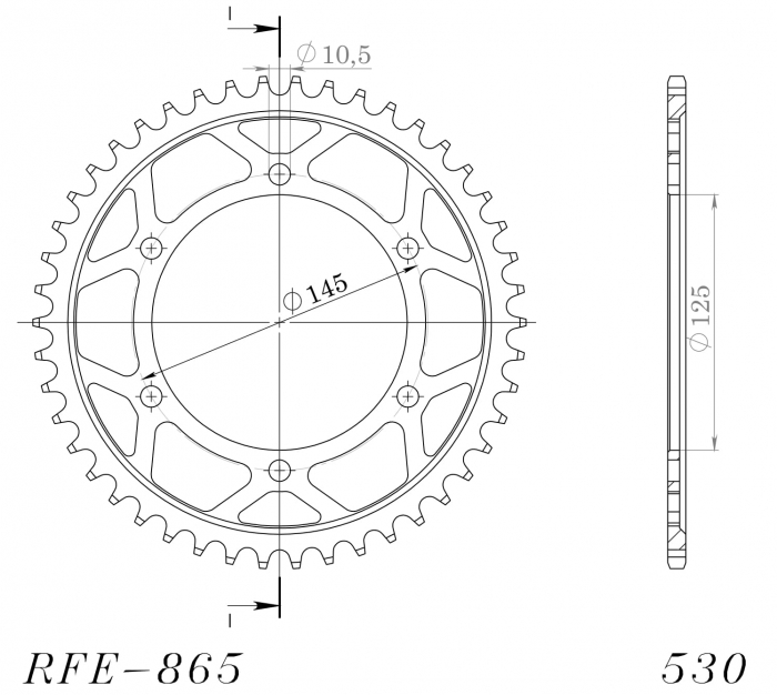 Foaie spate SUPERSPROX RFE-865:46-BLK Negru 46T, 530 [2]
