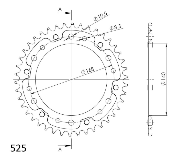 Foaie spate SUPERSPROX STEALTH RST-6:42-BLK Negru 42T, 525 [2]