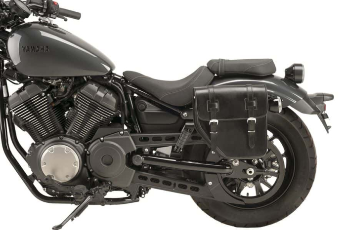 Leather saddlebag CUSTOMACCES API003N Negru pair, with side metal base + universal support [2]
