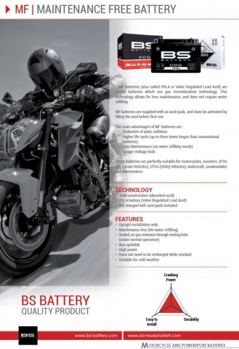 Maintenance free battery - max. 20° tilt BS-BATTERY [2]