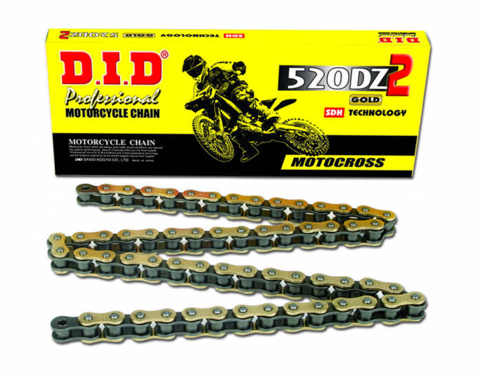 Motocross chain D.I.D Chain 520DZ2 118 zale auriu/negru [1]