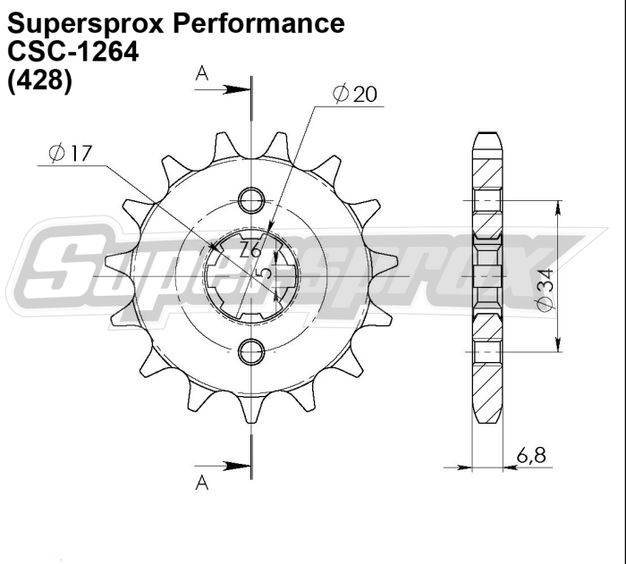 Pinion fata SUPERSPROX CSC-1264:15.5 15T, 428 [2]