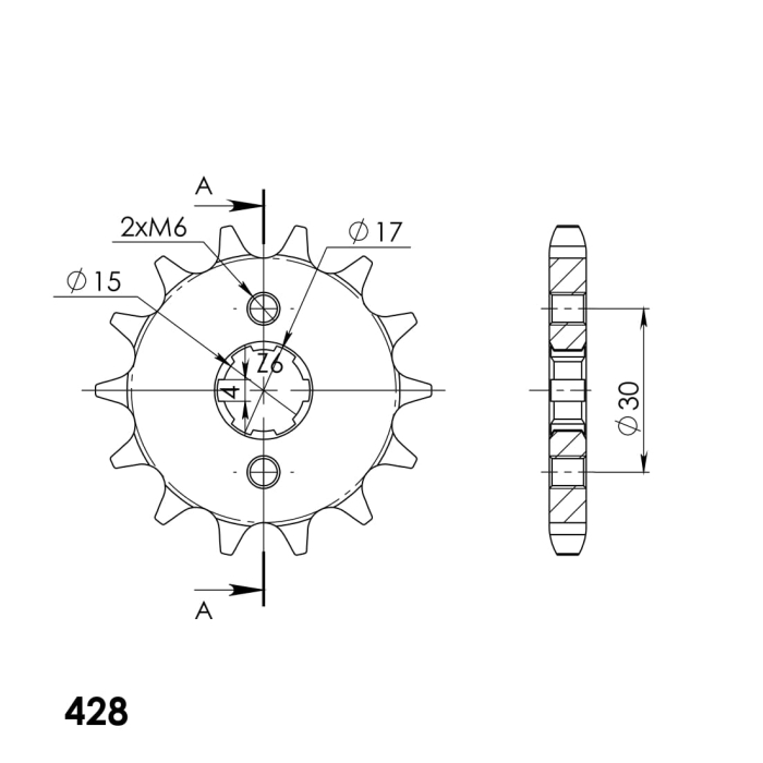 Pinion fata SUPERSPROX CSC-274:14.5 14T, 428 [2]