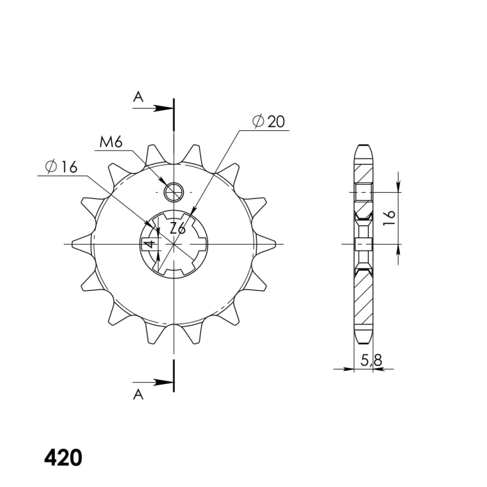 Pinion fata SUPERSPROX CSC-546:14.5 14T, 420 [2]