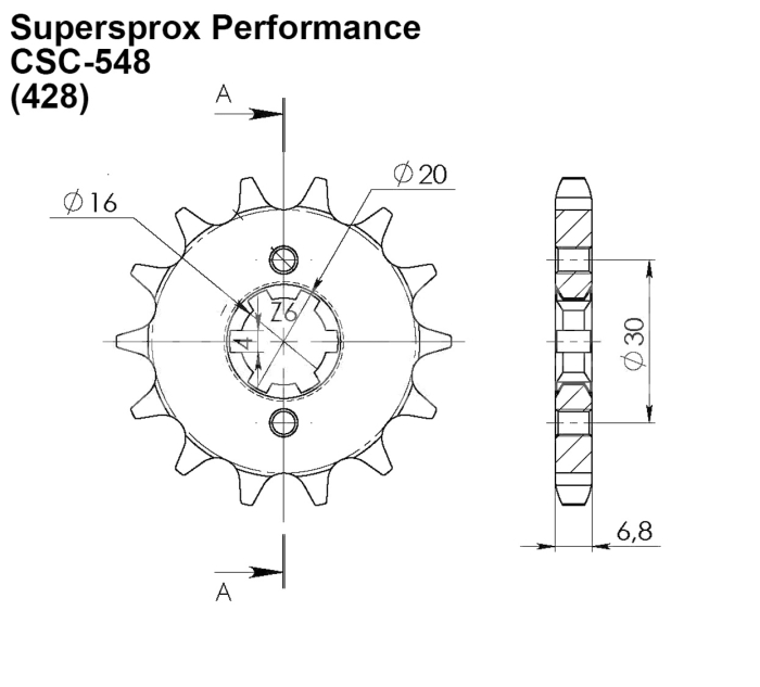 Pinion fata SUPERSPROX CSC-548:14.5 14T, 428 [2]