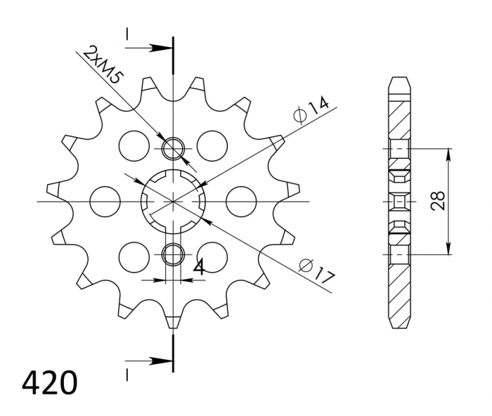 Pinion fata SUPERSPROX CST-1127:14 14T, 420 [2]
