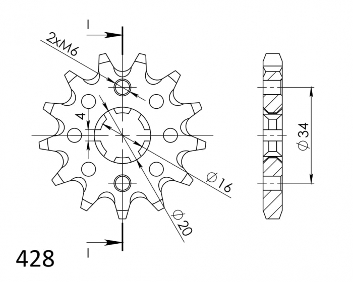 Pinion fata SUPERSPROX CST-1263:14 14T, 428 [2]