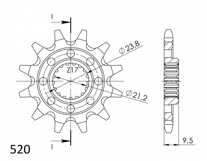 Pinion fata SUPERSPROX CST-1441:13 13T, 520 [2]