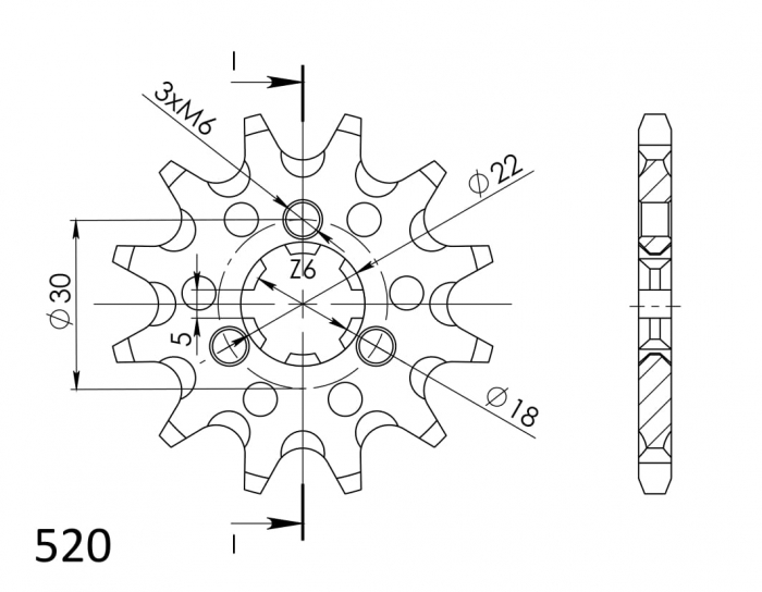 Pinion fata SUPERSPROX CST-1445:12 12T, 520 [2]