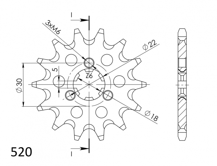 Pinion fata SUPERSPROX CST-1445:13 13T, 520 [2]