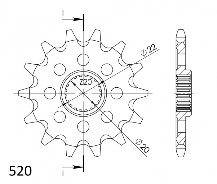 Pinion fata SUPERSPROX CST-1446:13 13T, 520 [2]