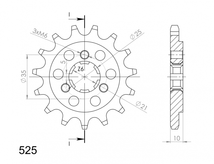 Pinion fata SUPERSPROX CST-1448:15 15T, 525 [2]