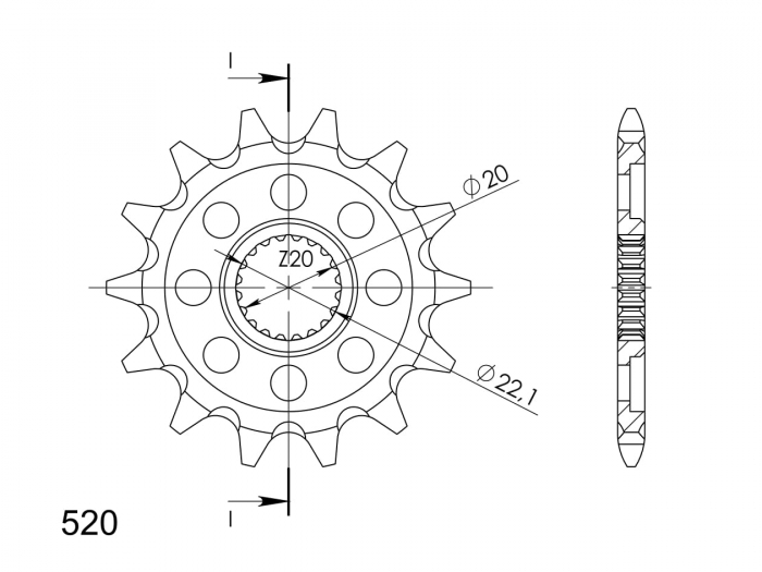 Pinion fata SUPERSPROX CST-1590:14 14T, 520 [2]