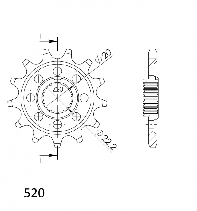 Pinion fata SUPERSPROX CST-1905:13 13T, 520 [2]