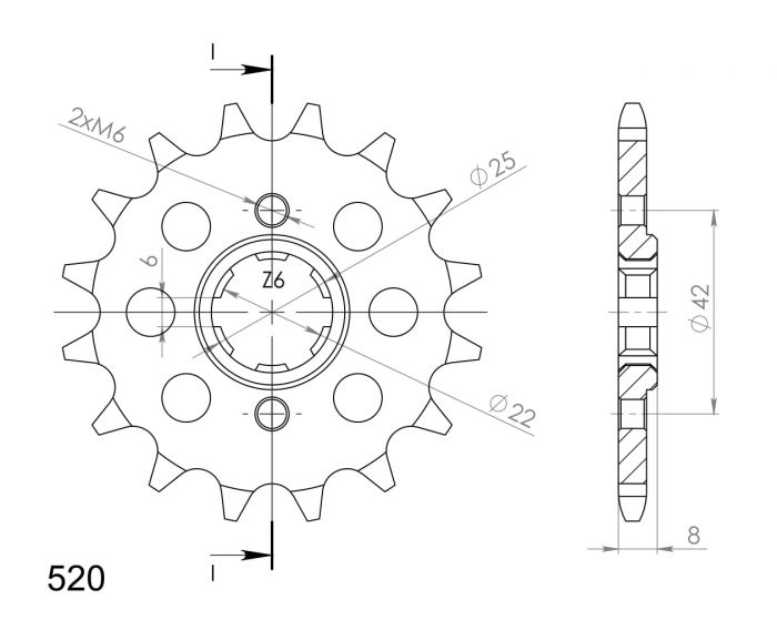Pinion fata SUPERSPROX CST-281:13 13T, 520 [2]