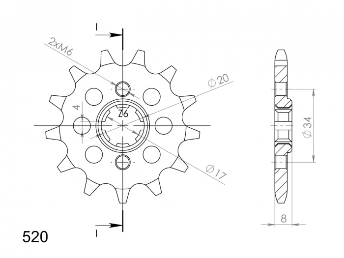 Pinion fata SUPERSPROX CST-287:14 14T, 520 [2]