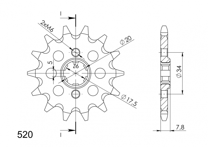 Pinion fata SUPERSPROX CST-327:14 14T, 520 [2]