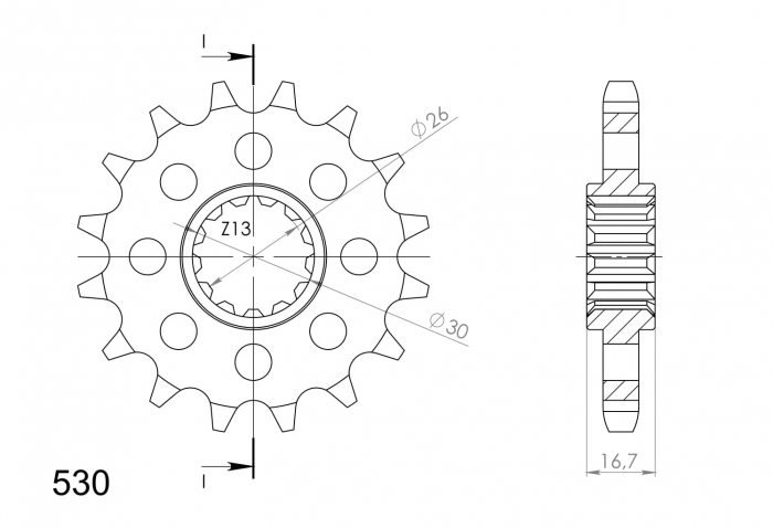 Pinion fata SUPERSPROX CST-333:16 16T, 530 [2]