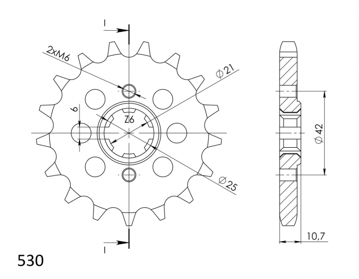 Pinion fata SUPERSPROX CST-338:16 16T, 530 [2]