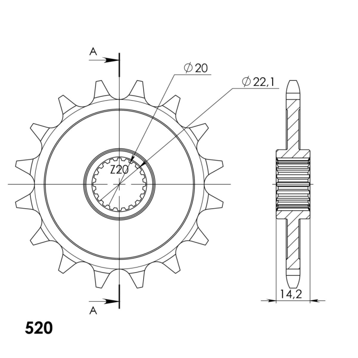 Pinion fata SUPERSPROX CST-406:16 16T, 520 [2]