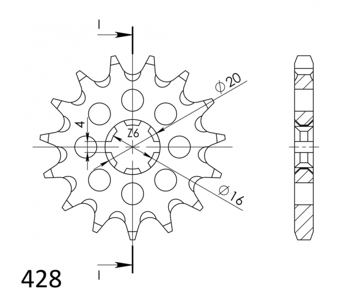 Pinion fata SUPERSPROX CST-416:13 13T, 428 [2]