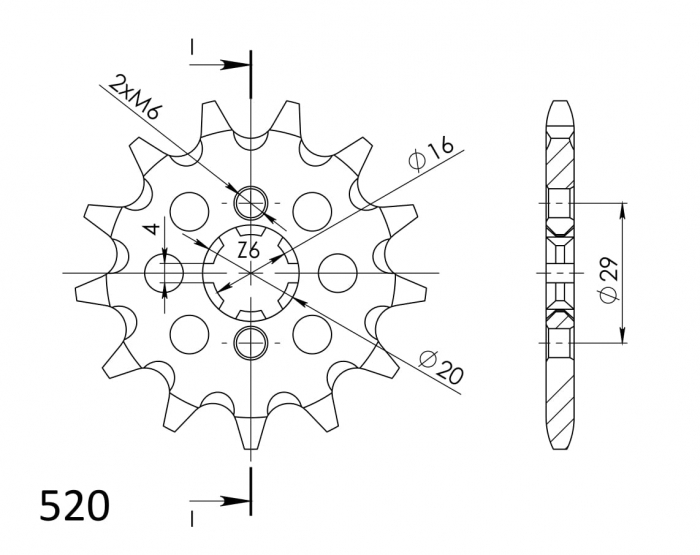 Pinion fata SUPERSPROX CST-422:12 12T, 520 [2]