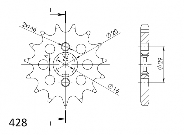 Pinion fata SUPERSPROX CST-425:15 15T, 428 [2]