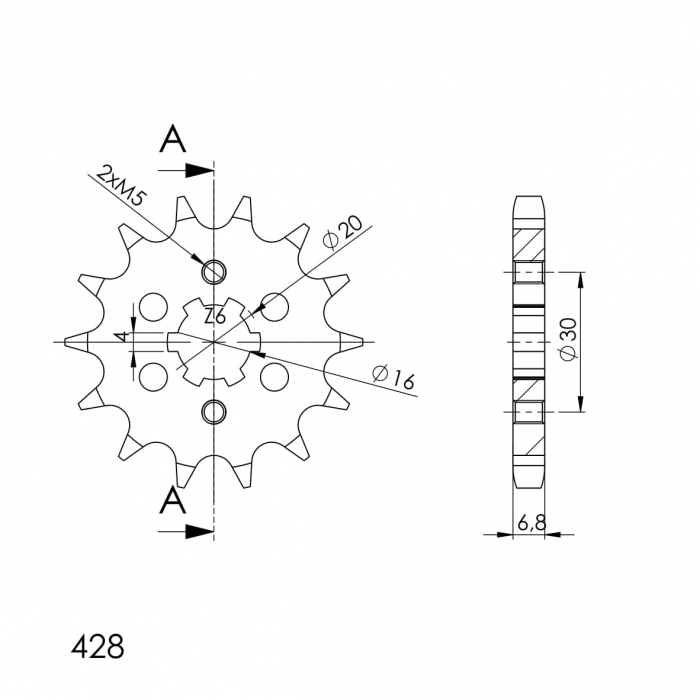 Pinion fata SUPERSPROX CST-548:14 14T, 428 [2]