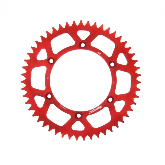 Rear ALU sprocket SUPERSPROX RAL-1512:51-RED Rosu 51T, 520 [1]