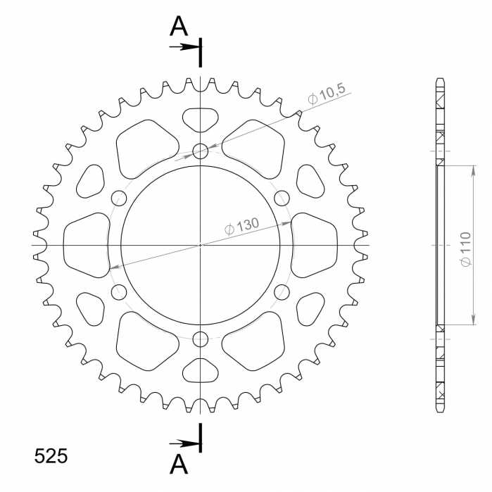 Rear ALU sprocket SUPERSPROX RAL-486:44-BLK Negru 44T, 520 [2]