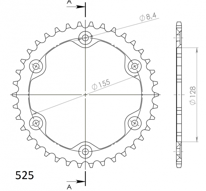 Rear ALU sprocket SUPERSPROX RAL-613:38-ORG portocaliu 38T, 525 [2]