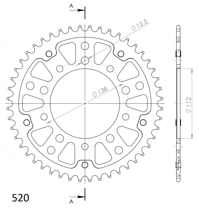 Rear sprocket SUPERSPROX STEALTH RST-1303:48-GLD auriu 48T, 520 [2]
