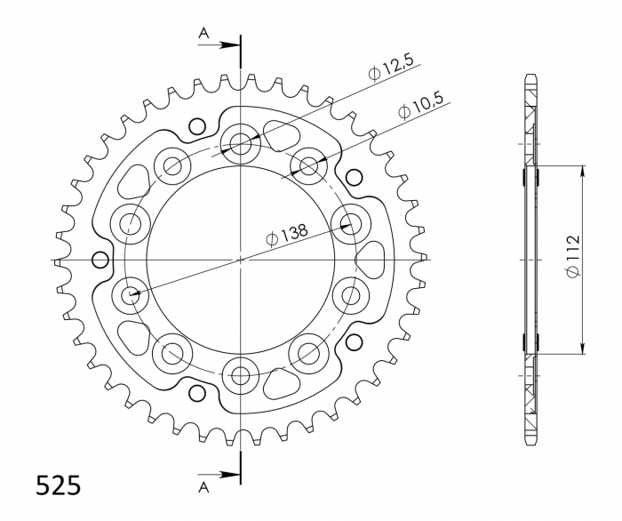 Rear sprocket SUPERSPROX STEALTH RST-1304:42-GLD auriu 42T, 525 [2]