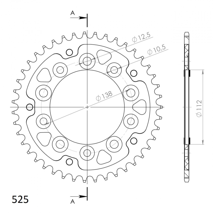Rear sprocket SUPERSPROX STEALTH RST-1304:43-GLD auriu 43T, 525 [2]