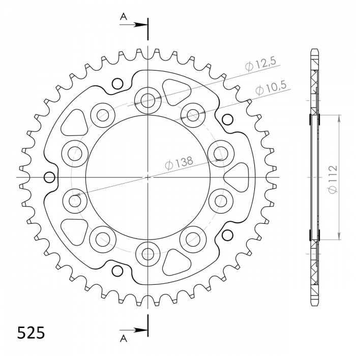 Rear sprocket SUPERSPROX STEALTH RST-1304:44-GLD auriu 44T, 525 [2]