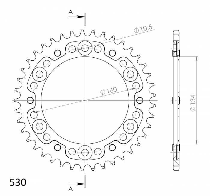 Rear sprocket SUPERSPROX STEALTH RST-1306:41-GLD auriu 41T, 530 [2]