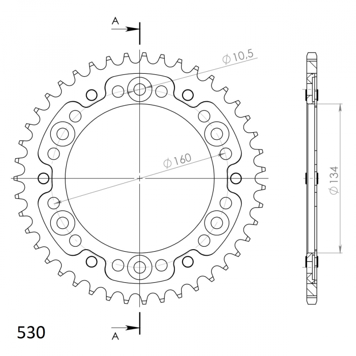 Rear sprocket SUPERSPROX STEALTH RST-1306:43-GLD auriu 43T, 530 [4]