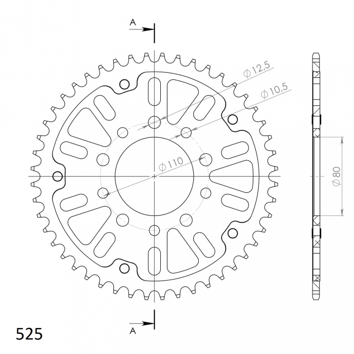 Rear sprocket SUPERSPROX STEALTH RST-1332:45-GLD auriu 45T, 525 [2]