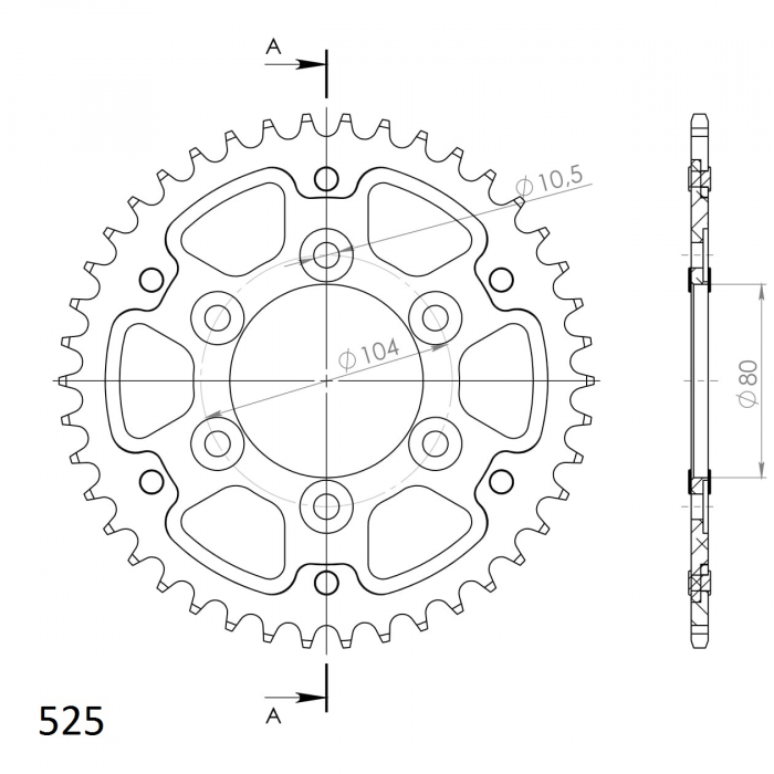 Rear sprocket SUPERSPROX STEALTH RST-1489:42-GLD auriu 42T, 525 [2]