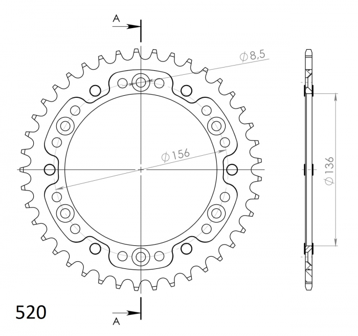 Rear sprocket SUPERSPROX STEALTH RST-1512:41-GLD auriu 41T, 520 [2]