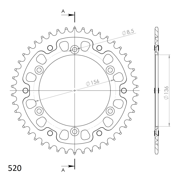 Rear sprocket SUPERSPROX STEALTH RST-1512:46-GLD auriu 46T, 520 [2]